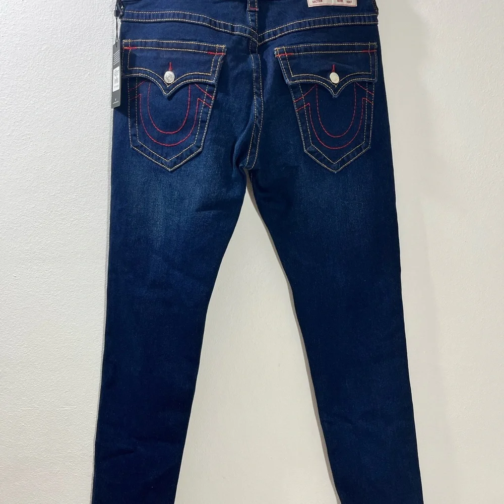 True Religion Jeans Mens Size 33x32 Rocco Relaxed Skinny Flap Big T Blue Denim - Picture 3 of 9